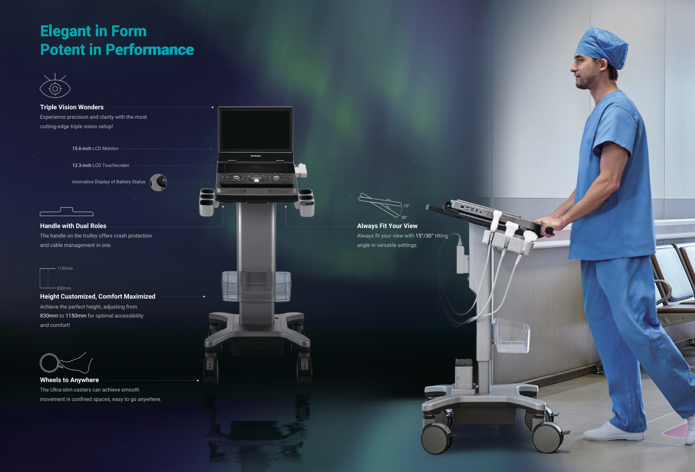 X11 trolley and ergonomic features